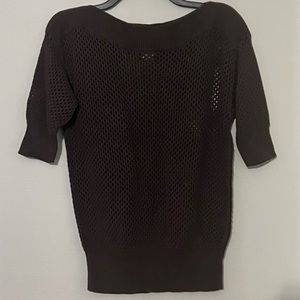 MICHAEL KORSE brown crochet short sleeve top size large